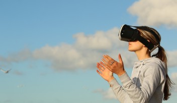 Woman using VR headsets